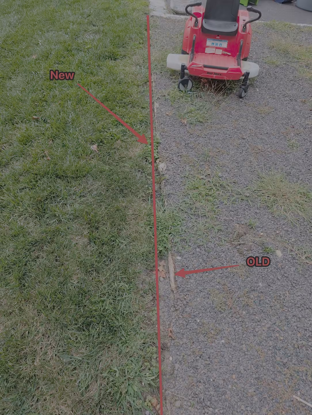 Edging location marked in red, view 1