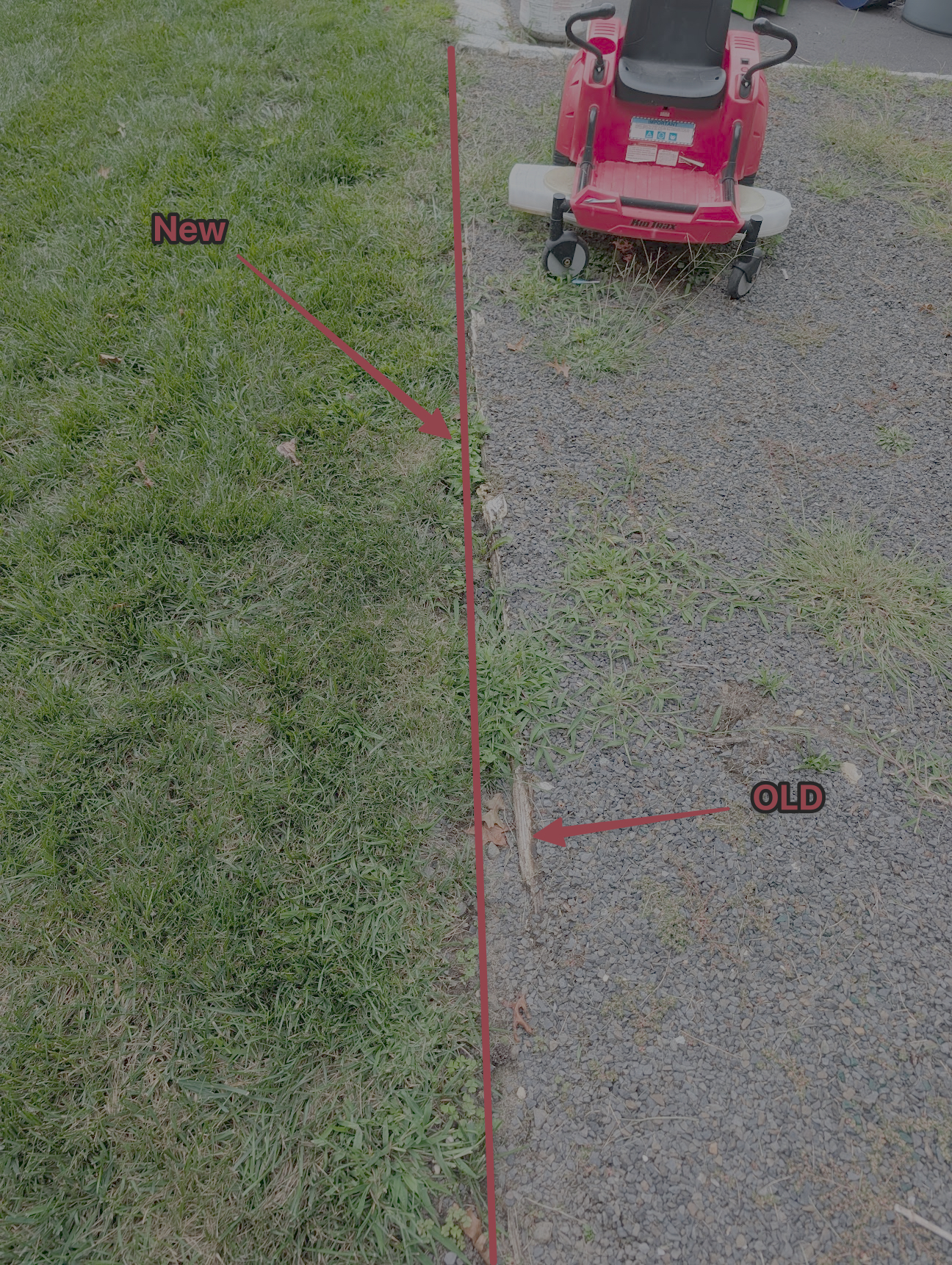 Edging location marked in red, view 1